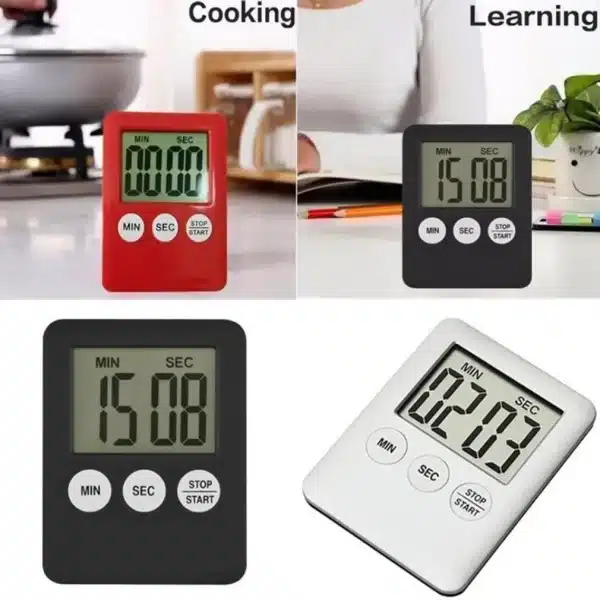 Hot Sale 4 Colors Super Thin LCD Digital Screen Kitchen Timer Square Cooking Count Up Countdown Alarm Magnet Clock Tools Gadgets - Image 3