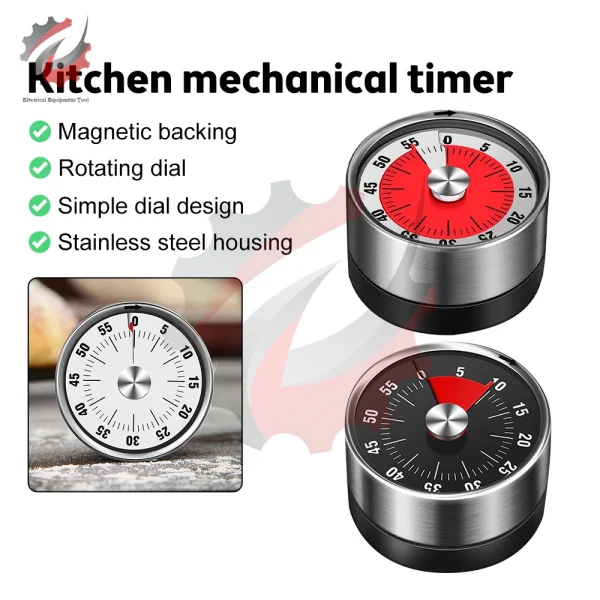 New 60-Minutes Mechanical Manual Digital Visual Timer Magnetic Kitchen Timer Cooking Study Fitness Countdown Alarm Clock Gadget