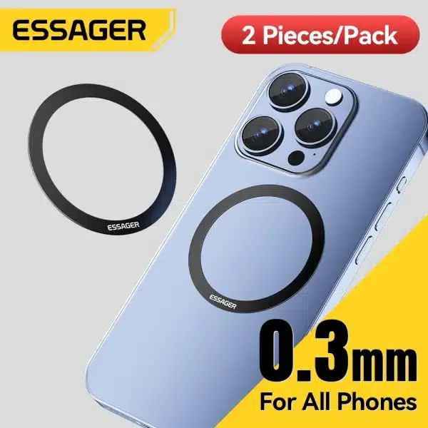 Essager 2PCS Magnetic Metal Ring for Magsafe iPhone 15 14 13 12Pro Android Phones Plate Sticker Rings For Wireless Charger Stand