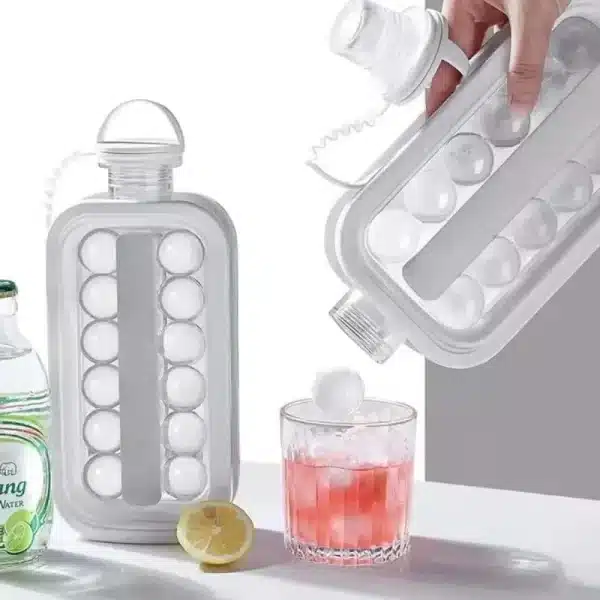 Portable 2-in-1 Folding Ice Maker Water Bottle Creative Ice Cube Mold Kitchen Bar Gadgets Ice Hockey Lattice Making Tool Kettle - Image 3