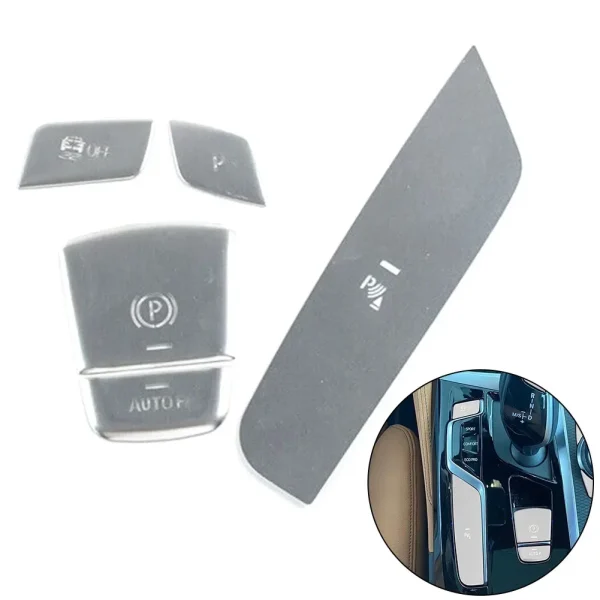 5pcs/kit LHD Center Control Gear Button Sticker Decal Trim For BMW 5 Series G30 2018-2020 Aluminum Replace Automobiles Parts - Image 3