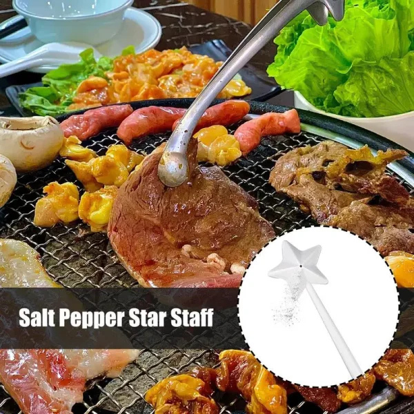 Salt and Pepper Shakers Star Wand Star Long Hand Condiment Jar Utensils Refillable Magical Star Wand Kitchen Supplies BBQ Gadget - Image 3