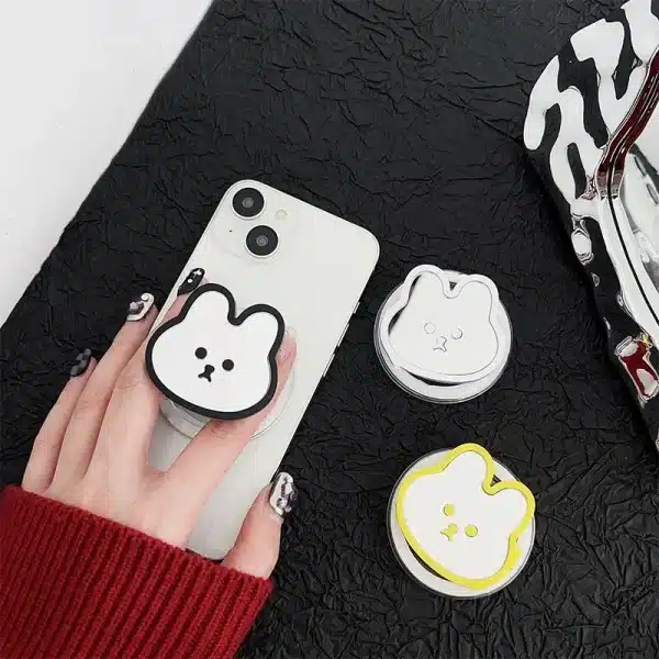 Cartoon Bunny Mirror Magnetic Holder Phone Grip Tok Detachable Bracket for Magsafe Cute Rabbit Universal Smart Tok For iPhone