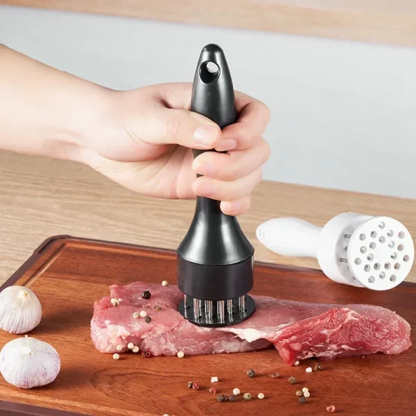 Meat Tenderizer Stainless Steel Meat Looser 16 Needle Automatic Spring Meat Hammer Rib Breaking Perforator Kitchen Gadgets