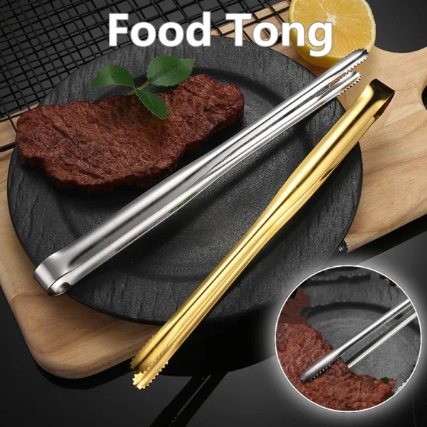 Food Tongs Portable Barbecue Stainless Steel Kitchen Steak Salad Clamp Serving Buffet Clip Cooking BBQ Tweezer Gadgets for Home