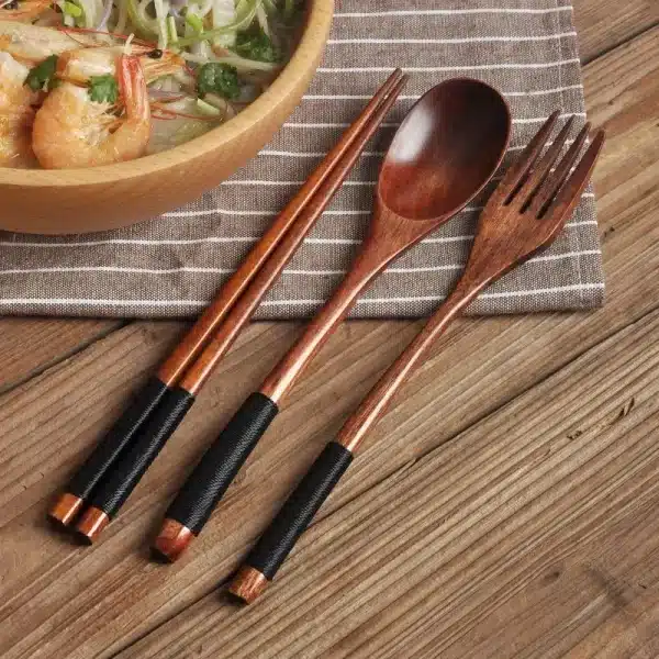 Spoon Fork Chopsticks Portable Cutlery Wooden Cutlery Set Travel Eco-friendly Cutlery Set Gifts Utensils for Kitchen Sets Dining - Image 2