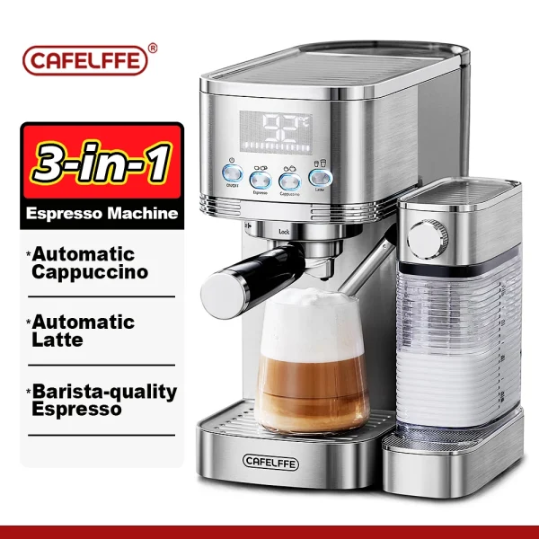 Cafelffe Fully Automatic Espresso Machines Automatic Milk Froth Ground Coffee Stainless Steels Cappuccino maker Cafeteria 20Bar - Image 6