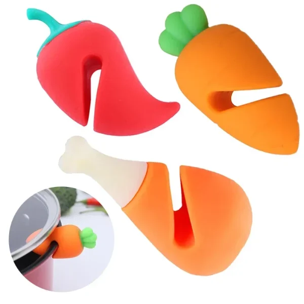 1pc Silicone Kitchen Gadget - Innovative Pot Lid Spill Stopper & Raised Lid Holder