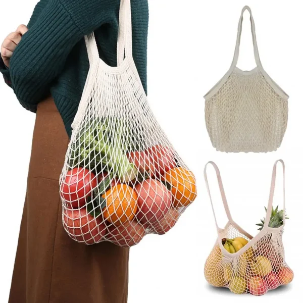 Hanging Storage Mesh Bag Reusable Foldable Cotton Thread Fruit Vegetable Bag Groceries Net Shopping Bag Kitchen Gadget