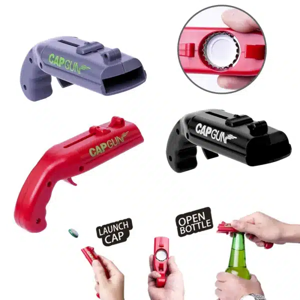 Creative Can Opener Spring Cap Catapult Launcher Gun Shape Bar Tool Drink Opening Shooter Beer Bottle Opener Kitchen Gadget Set - Image 3