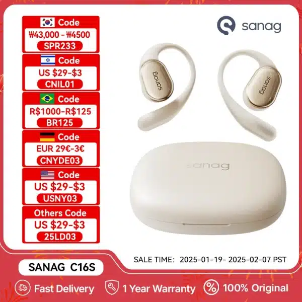 #Sanag C16S Bluetooth 5.4 Wireless Headphones Open Ear OWS Earphones HiFi Sound Headset APP Control TWS Earbuds 8 Hours Playback