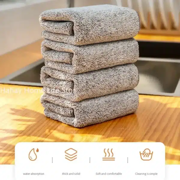 Kitchen Towel Cleaning Wiping Tools Kitchen Tools And Gadgets Kitchen Accessories Tools Bamboo Charcoal Dishcloth Microfiber - Image 6