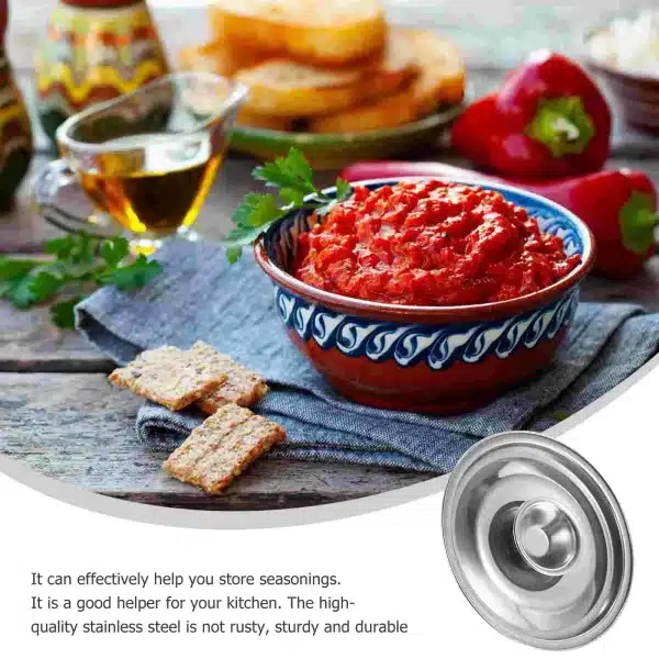 Stainless Steel Cylinder Head Pot Lid Cup Cover Seasoning Kitchen Gadget Sturdy Frying Pan with - Image 6