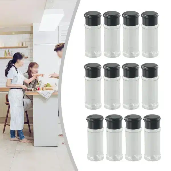 12Pcs/Set 100Ml Spice Salt Pepper Shakers Black Seasoning Jar Can Pepper Bottle Barbecue Condiment Kitchen Gadget Tool Hot！ - Image 2