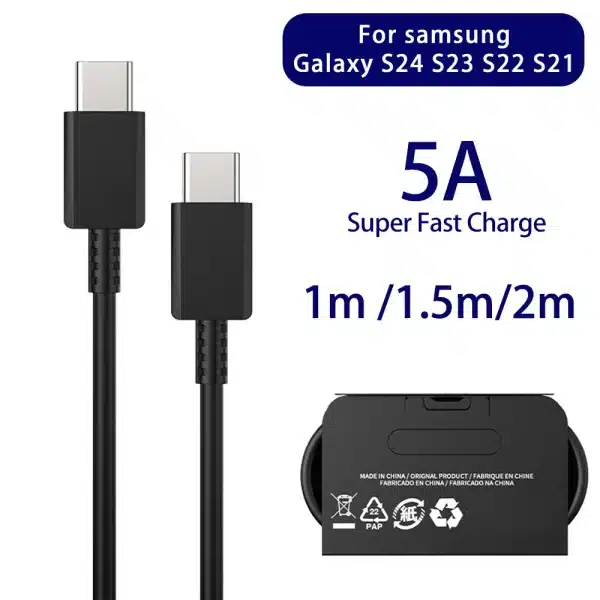 5A Pd Usb Cable For Samsung 45W Type C To Type C Super Fast Charging Cabel Galaxy S24 S23 S22 5g S20 Note 20 10 A50 Charger Cord