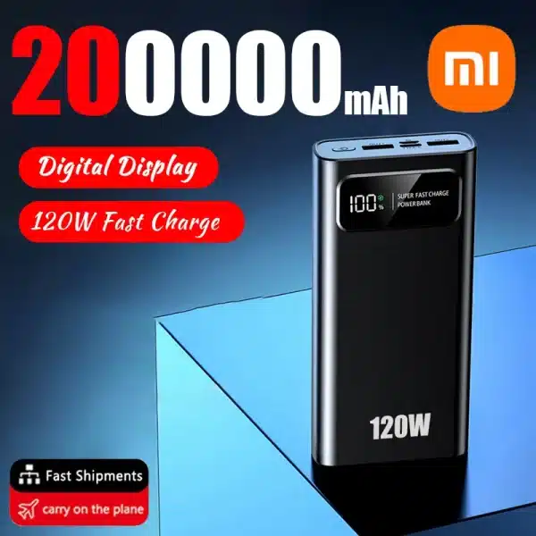 Xiaomi 120W Super Fast Charging Power Bank 200000mAh Ultralarge Capacity Mobile Power External Battery For Iphone Lenovo Vivo