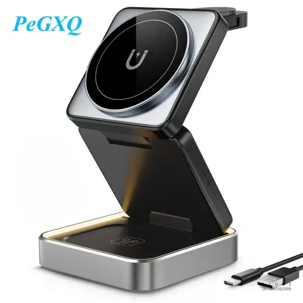 Wireless Charger 3-in-1,Portable Travel Foldable Charger Aluminum Stand for iPhone 15 14 13 12 Pro Max Plus Watch & Airpods