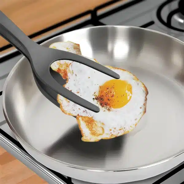 2 In 1 Grip Flip Tongs Eggs Tongs French Toast Pancake Egg Clamp Omelet Turners Cooking Tongs Gadgets Kitchen Accessories - Image 2