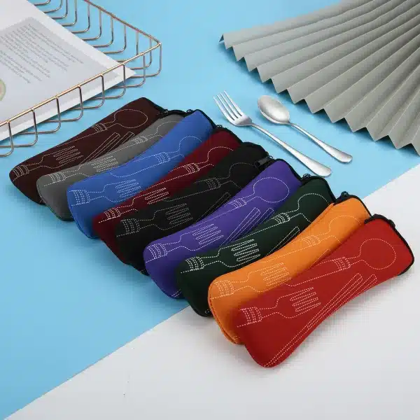 Tableware Box Portable Cover Type Cutlery Case Kitchen Students Household Utensils Dinnerware Bag Dinner Pouch with Zipper - Image 4