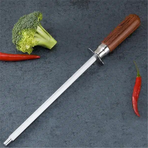 Pro Knife Sharpening Rod 12 Inch Kitchen Honing Steel Knife Sharpening Carbon Steel Durable Stainless Steel Knife Sharpener - Image 2