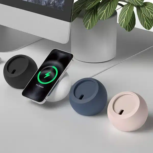 Desk Ball Shape Magnetic Silicone Charging Holder for Magsafe IPhone 15 14 Pro Safe Wireless Charger Dock Station Charging Stand