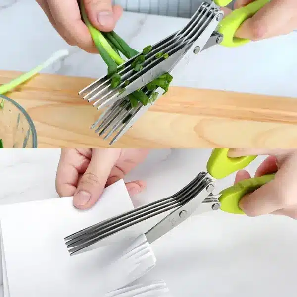 5 Blade Herb Scissors Multifunctional Multi Layers Stainless Steel Knives Kitchen Scissors Scallion Cutter Kitchen Accessories - Image 6