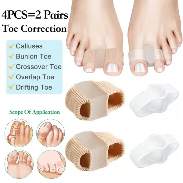 2 Pairs Toe Separator Hallux Valgus Bunion Corrector Orthotics Feet Bone Thumb Adjuster Correction Pedicure Feet Straightener