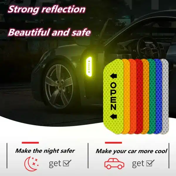 Reflective Car Accessories Door Sticker Safety Tape Inside Auto For Kia Rio 4 Spare Parts For Interior Arteon Sparco - Image 3