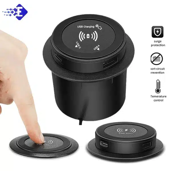 Multifunctional 3-in-1 30W Fast Wireless Charger Pop-up Desktop Embedded Quick Wireless Charger With USB Port For Smartphone