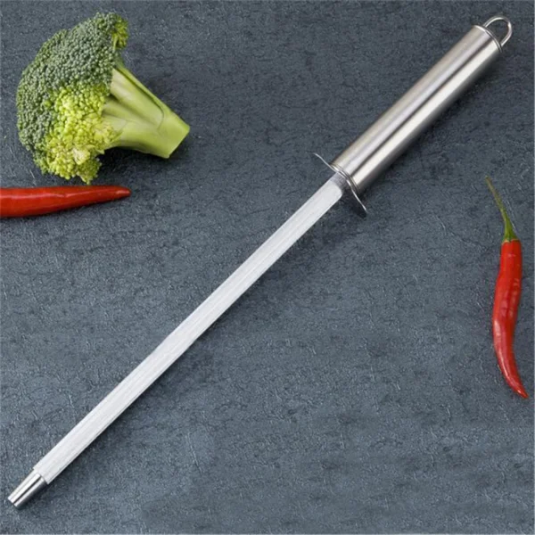 Pro Knife Sharpening Rod 12 Inch Kitchen Honing Steel Knife Sharpening Carbon Steel Durable Stainless Steel Knife Sharpener