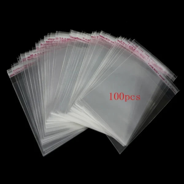 100ps Clear Self Adhesive Lots DIY Jewelry Seal Plastic Bags 8x12cm 3.1"x4.7" - Image 2