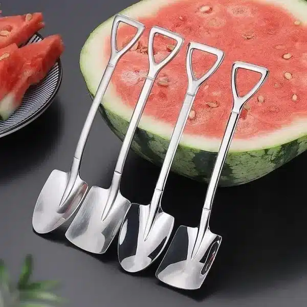 4PCS a Pack Stainless Steel Creative Coffee Shovel Ice Cream Dessert Retro Cute Square Head Spoon Tableware Set Kitchen Gadget - Image 4