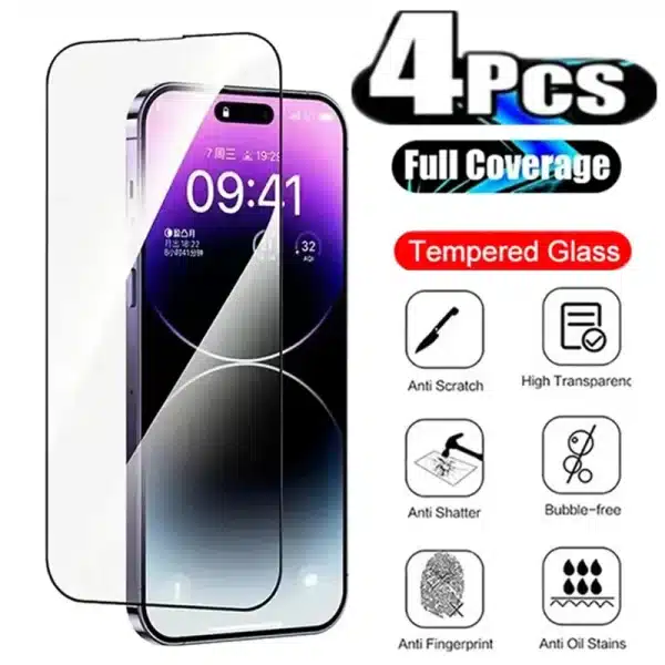 2/4PCS Tempered Glass for IPhone 14 13 12 11 Pro Max Screen Protector for IPhone X XR XS Max 7 8 6S 14 Plus Protective Glass