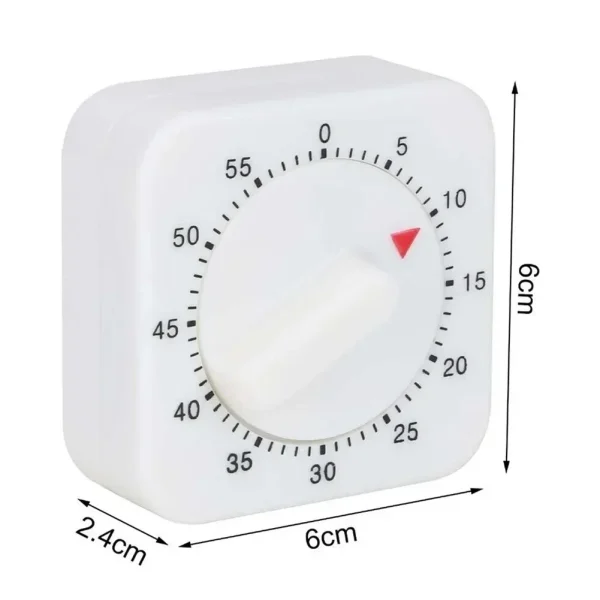 1 Pcs 60 Minutes Kitchen Timer Count Down Alarm Reminder White Square Mechanical Timer For Kitchen Home Baking Tool Gadgets - Image 3