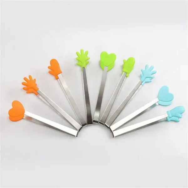 1PCS Kitchen Cooking Salad Bread Serving Tong Small Palm Household Items Kitchen Accessories Tools Food Clip Silicone Non-stick - Image 4