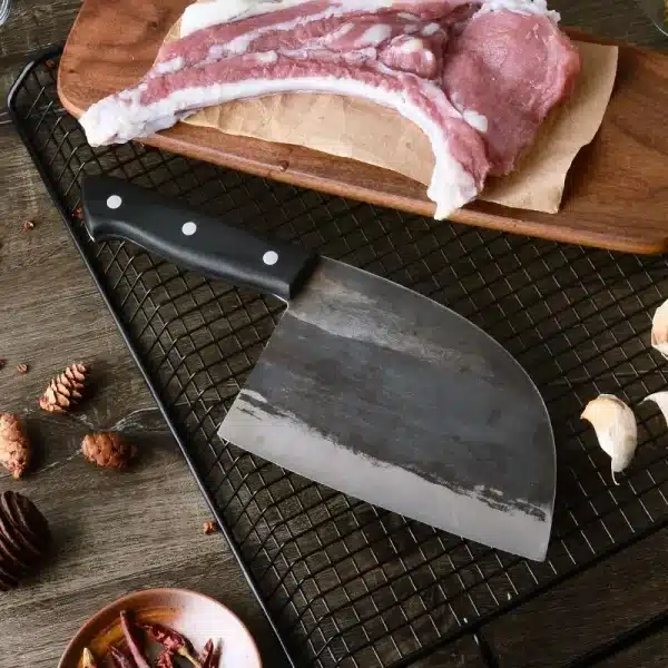 Full Tang Chef Knife Handmade Forged High-carbon Clad Steel Kitchen Knives Cleaver Filleting Slicing Broad Butcher knife - Image 6