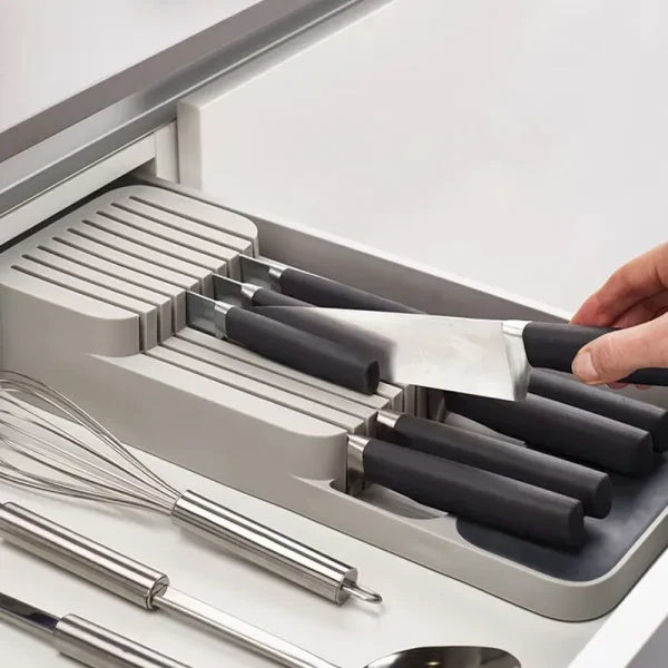 Kitchen Drawer Cutlery Storage Tray Knife Holder Spoon Forks Tableware Organizer Container For Spice Bottles Knives Block Rack - Image 5