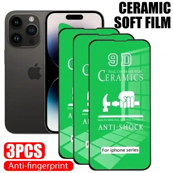 3PCS Clear Ceramic Film For iPhone 15 14 11 13 12 Pro Max Mini XS Max XR X SE 2020 2022 8 7 6S Plus Screen Protector