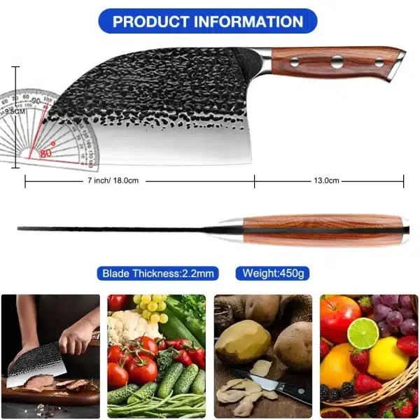 High Carbon Steel Hand Forged Butcher Knife Anti-Rust Oil Coating Kitchen Chef Knife Cooking Knife Dividing Knife Boning Knife - Image 2