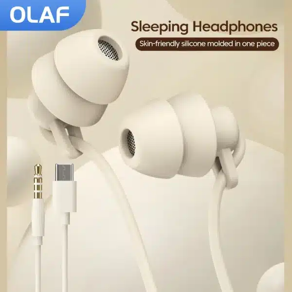 3.5MM/Type C Wired Sleeping Earphones In-Ear Silicone Headphones Noise Caneling Headphones HiFi Earbuds Control Headset With Mic