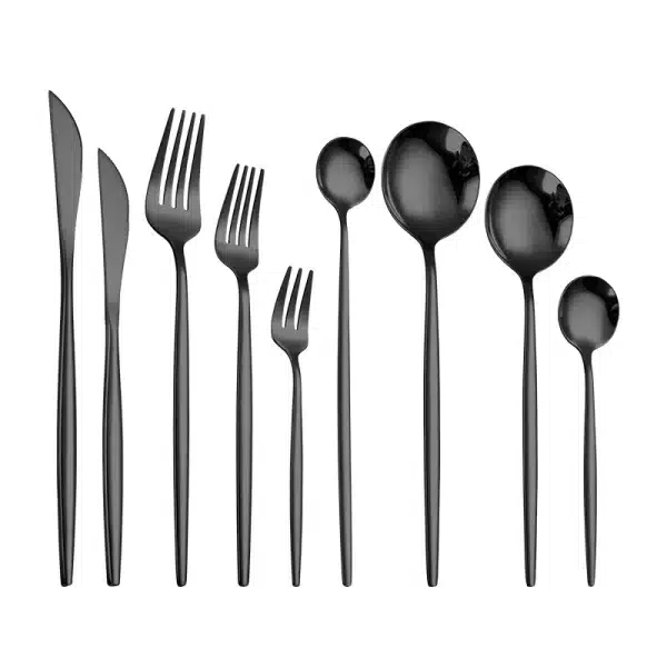 Tableware Black Silverware Cutlery Set 304 Stainless Steel Luxury Dinnerware Home Drop ship Fork Spoon Knife Kitchen Dinner Set - Image 2