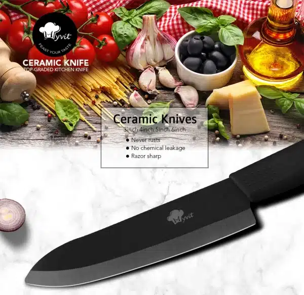 Ceramic Knife 3 4 5+ 6 inch Set Kitchen Serrated Bread Knife Utility Slicing Fruit Vegetable Zirconia White Blade Chef Knives - Image 4