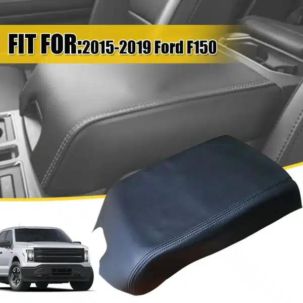 1pc Lid Cover Armrests Cover Black Leather Armrest Center Console Car Interior Replacement Parts For 2015-2019 Ford F150 - Image 6