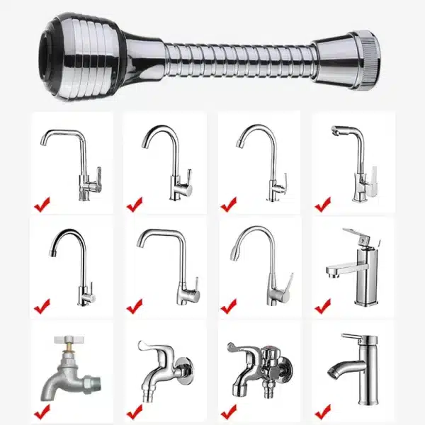 2 Modes 360 Rotatable Bubbler High Pressure Faucet Extender Water Saving Bathroom Kitchen Accessories Supplies Kitchen Gadgets - Image 2