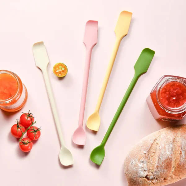 1PCS Silicone Spatula Heat Resistant Long Handle Dual-Ended Scraper With Spoon Jam Spatulas Kitchen Gadget Kitchen Accessories