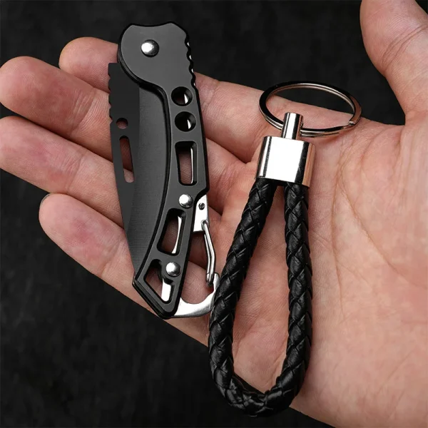 Portable Stainless Steel Folding Knife Keychain Mini Pocket Knife Keyring Kitchen Fruit Knife Key Chain Outdoor Camping Tool