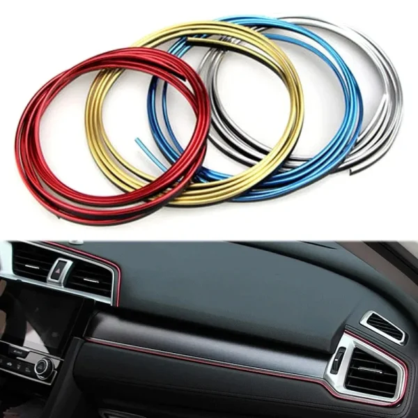 5 Meter Car Door Gap Decorative Bright Strip Universal 5 Colors PVC Dashboard Electroplating Protection Strip Replacement Parts