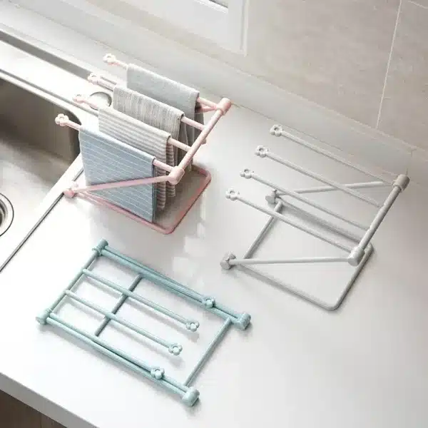 Kitchen Accessories Towel Rag Rack Foldable Storage Holders Cupboard Rag Racks Kitchen Gadgets for Home - Image 3