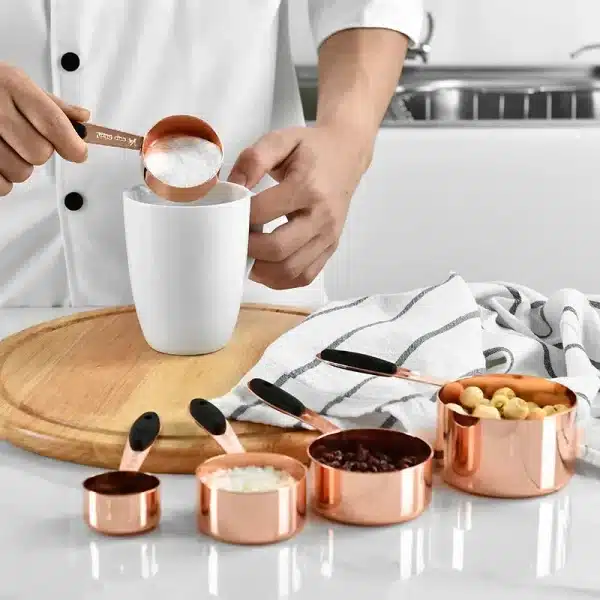 DIY Baking Tool Rose Gold Stainless Steel Measuring Cup 5-piece Set Measuring Cup Set cooking gadgets kitchen tools - Image 4