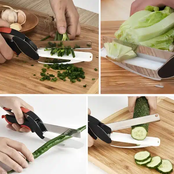 Premium Chop Scissors Cutting Board Scissors Vegetable Easy Cutter Multifunction Separable Kitchen Scissors with Knife Sharpener - Image 2